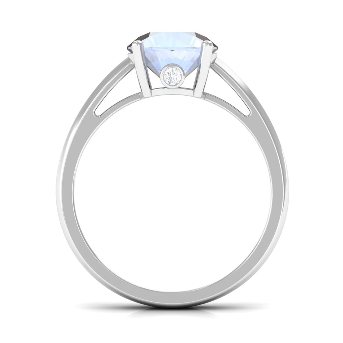 Round Cut 8 MM Moonstone Solitaire Engagement Ring