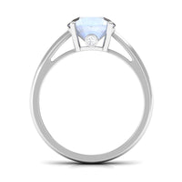 Round Cut 8 MM Moonstone Solitaire Engagement Ring