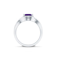 Real February Birthstone Amethyst Promise Ring with Crossover Shank