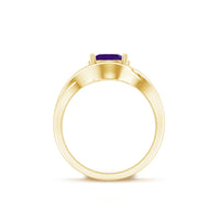 Real February Birthstone Amethyst Promise Ring with Crossover Shank