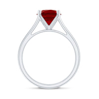 Solitaire 2.3 Carat Round Lab Grown Ruby Cathedral Engagement Ring