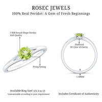 Natural Half Carat Peridot Promise Ring with Diamond