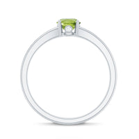 Natural Half Carat Peridot Promise Ring with Diamond