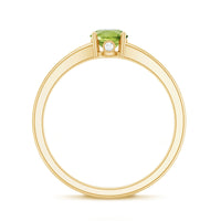 Natural Half Carat Peridot Promise Ring with Diamond