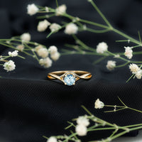 Solitaire Aquamarine Birthstone Ring with Crossover Shank