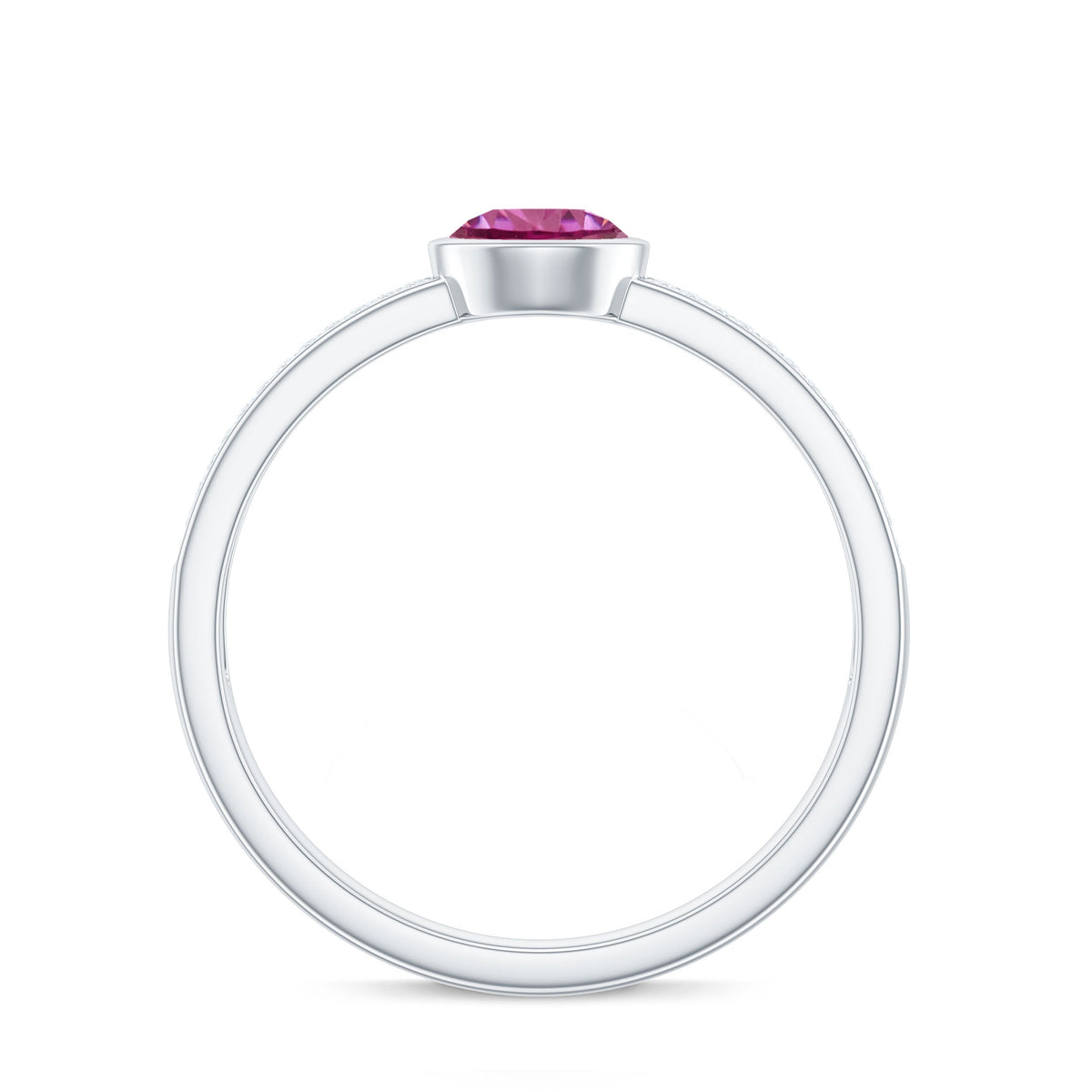 Rosec Jewels 0.75 CT solitaire pink tourmaline and diamond engagement ring featuring a elegant gold band.