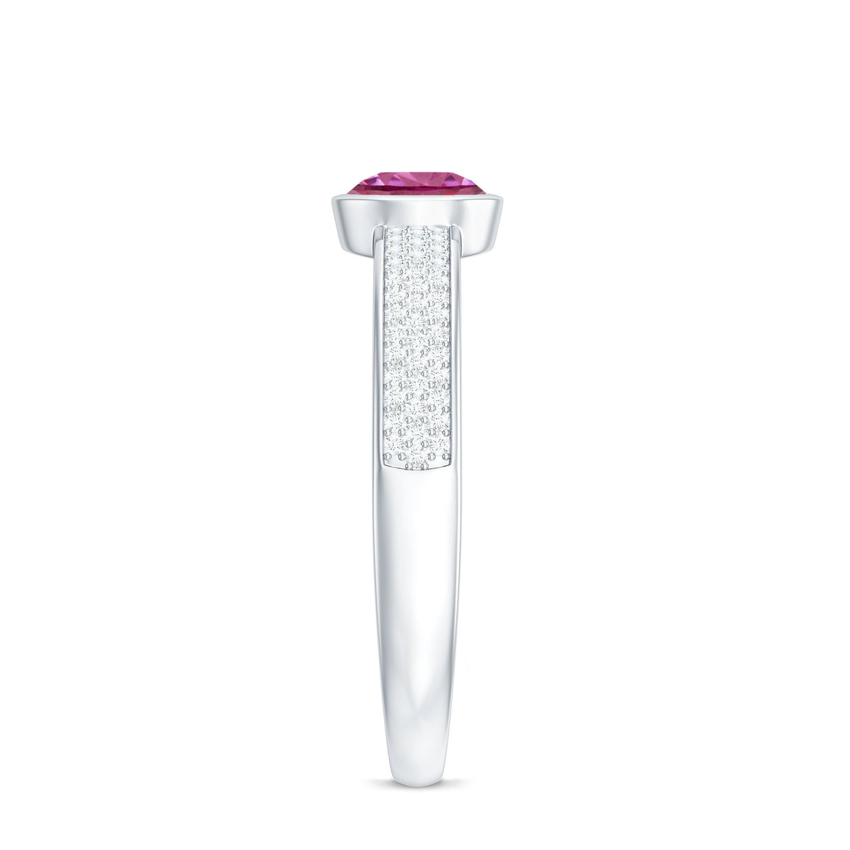 Rosec Jewels 0.75 CT pink tourmaline and diamond engagement ring with solitaire design, showcasing the sparkling gemstones and elegant band.
