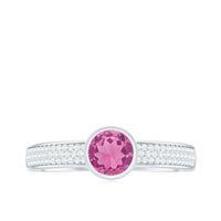 Rosec Jewels 0.75 CT pink tourmaline and diamond solitaire engagement ring with a sleek band and sparkling gemstone setting.