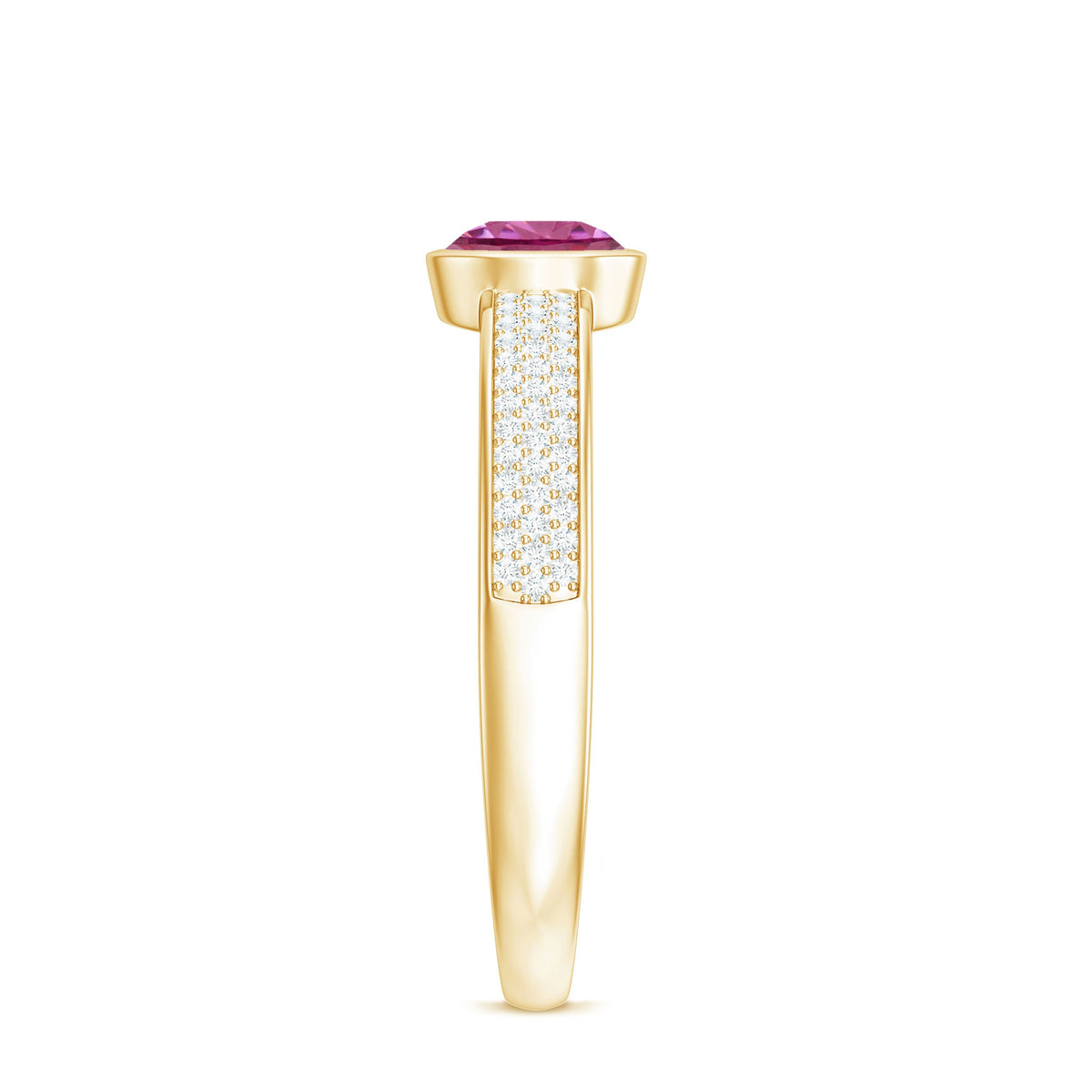 Rosec Jewels 0.75 CT solitaire pink tourmaline and diamond engagement ring with a sleek band and sparkling gemstones.