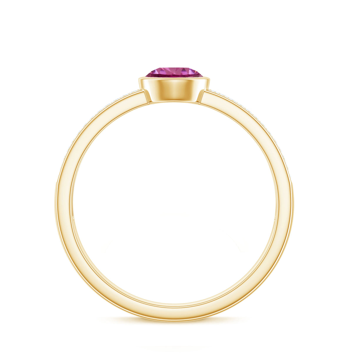 Rosec Jewels 0.75 CT pink tourmaline and diamond solitaire engagement ring with a sleek band and sparkling gemstones.