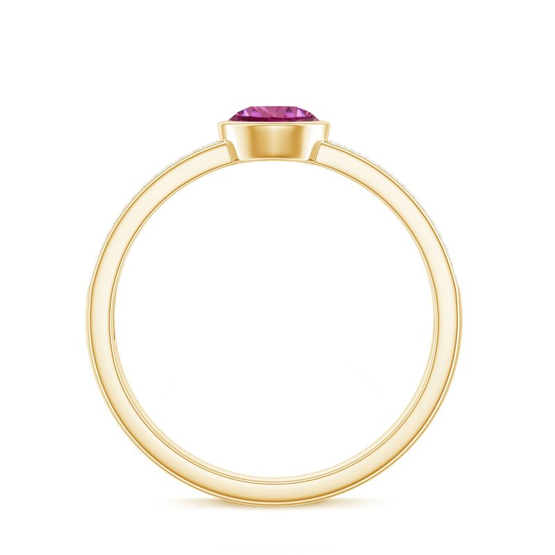 Rosec Jewels 0.75 CT pink tourmaline and diamond solitaire engagement ring with a sleek band and sparkling gemstones.