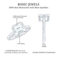 Solitaire Moissanite Asscher Cut Engagement Ring in Bezel Setting
