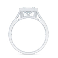 Solitaire Moissanite Asscher Cut Engagement Ring in Bezel Setting