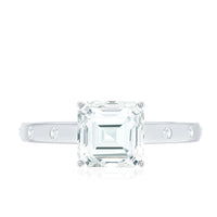 Asscher Cut Moissanite Solitaire Engagement Ring with Certificate