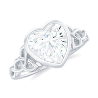Heart Shape Moissanite Knot Engagement Ring in Bezel Setting