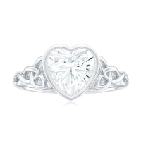 Heart Shape Moissanite Knot Engagement Ring in Bezel Setting