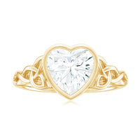 Heart Shape Moissanite Knot Engagement Ring in Bezel Setting
