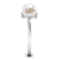 Rosec Jewels cultured 3-carat freshwater pearl cuff ring with diamond accents, showcasing elegant jewelry design.