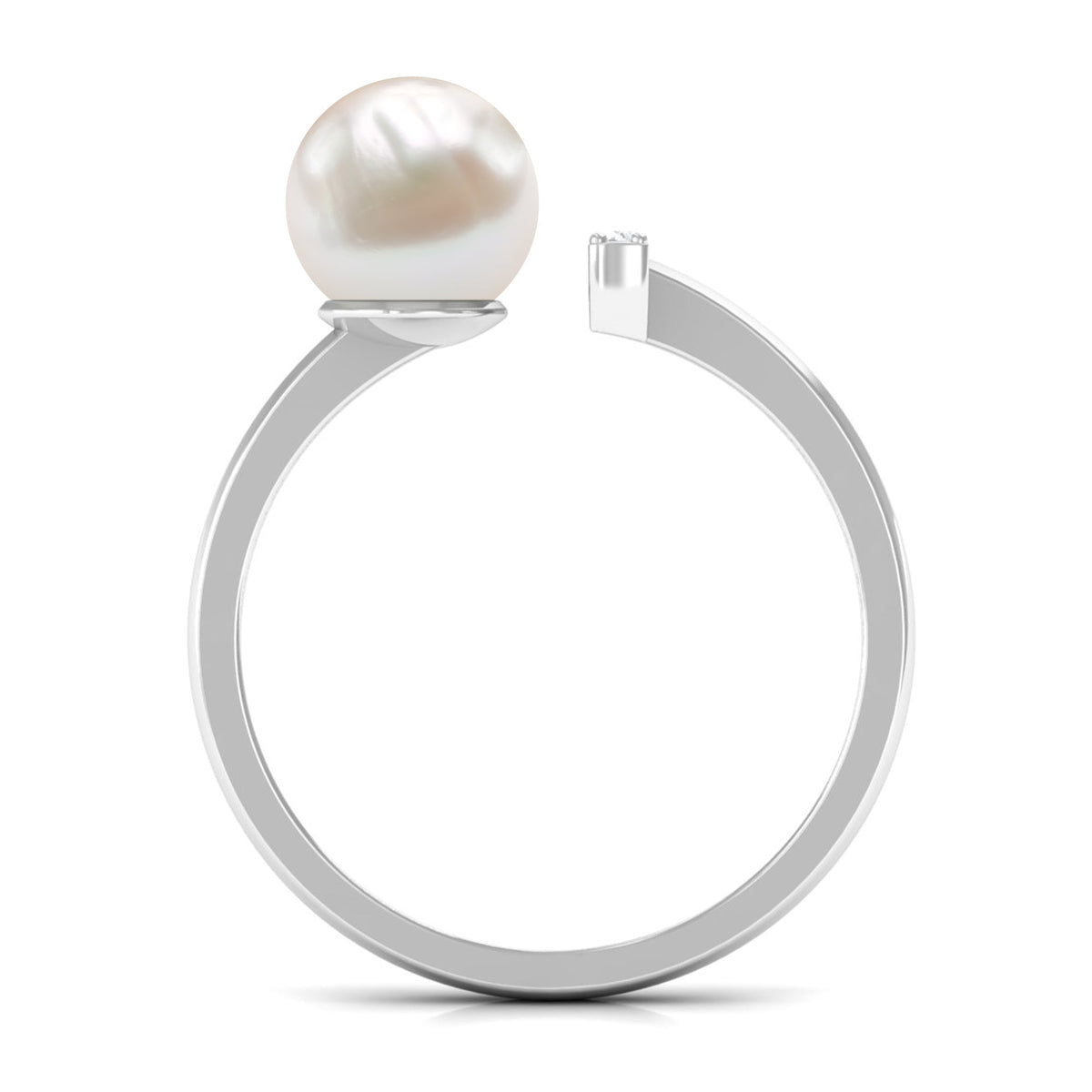 Rosec Jewels cultured 3 carat freshwater pearl cuff ring with diamond detail, showcasing elegant jewelry design.