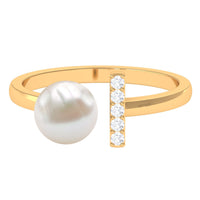 Rosec Jewels cultured 3-carat freshwater pearl cuff ring with diamond accents, featuring a sleek design and elegant craftsmanship.