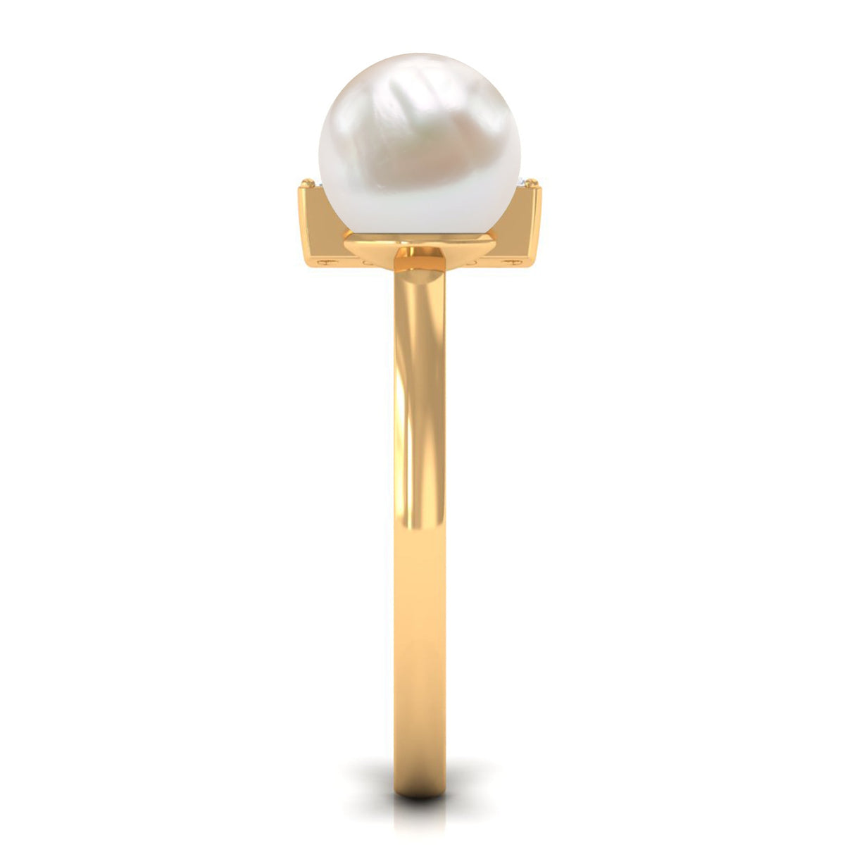 Cultured 3 carat freshwater pearl cuff ring with diamond accents, Rosec Jewels rings, elegant jewelry design.