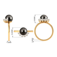 Rosec Jewels black and white pearl half halo engagement ring featuring an 8-carat design with intricate ring details.