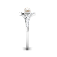 Freshwater Pearl 2 Stone Engagement Ring Diamond Bypass Shank