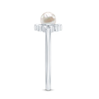 2 Carat Solitaire Freshwater Cultured Pearl Flower Ring