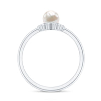 2 Carat Solitaire Freshwater Cultured Pearl Flower Ring