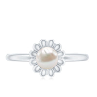 2 Carat Solitaire Freshwater Cultured Pearl Flower Ring