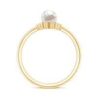 2 Carat Solitaire Freshwater Cultured Pearl Flower Ring