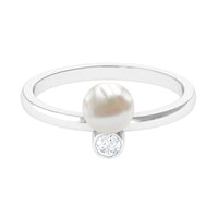 Freshwater Pearl Toi Et Moi Ring with Diamond