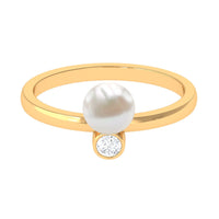 Freshwater Pearl Toi Et Moi Ring with Diamond