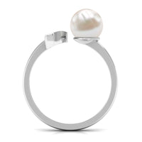Natural 3 Carat Freshwater Pearl Cuff Ring with Diamond