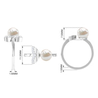 Natural 3 Carat Freshwater Pearl Cuff Ring with Diamond