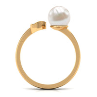 Natural 3 Carat Freshwater Pearl Cuff Ring with Diamond