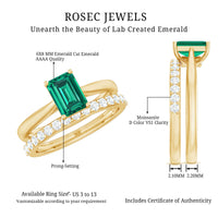 Certified 1.6 Carat Lab Grown Emerald Engagement Ring with Ring Guard