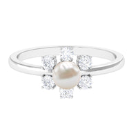 Cultured 2 Carat freshwater engagement ring with diamonds from Rosec Jewels, featuring a sparkling central stone and elegant band design.