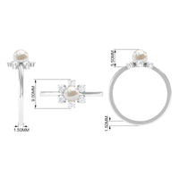 Cultured 2 carat freshwater engagement ring with diamond from Rosec Jewels, featuring a sparkling central stone and intricate band design.