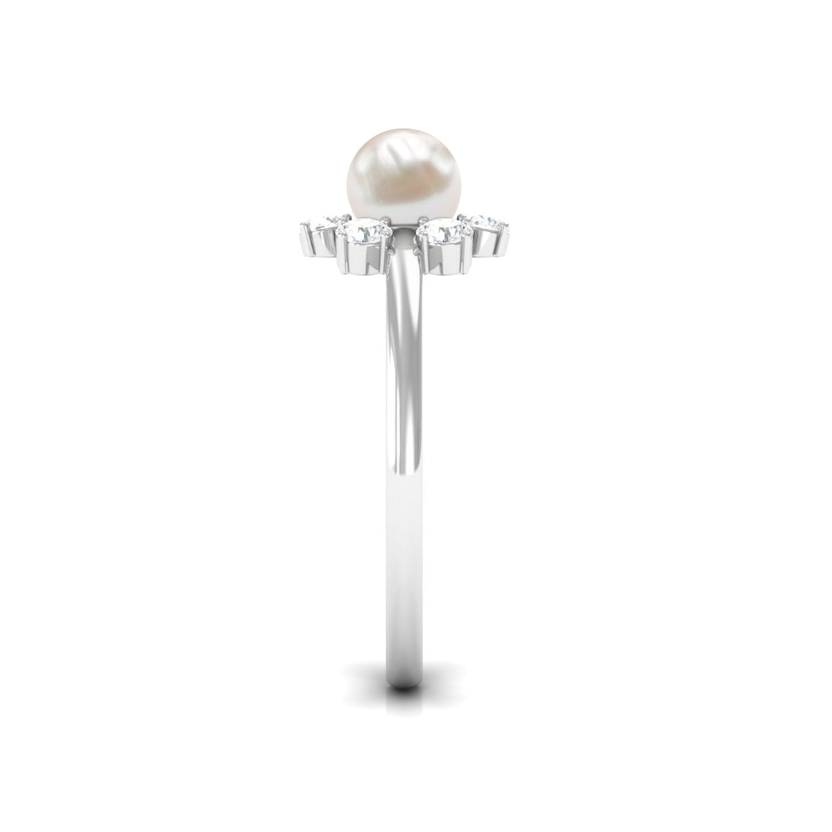 Cultured 2 Carat freshwater engagement ring with diamonds from Rosec Jewels, featuring a sleek, elegant ring design.