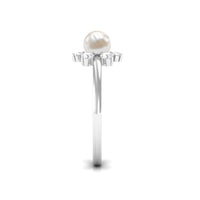 Cultured 2 Carat freshwater engagement ring with diamonds from Rosec Jewels, featuring a sleek, elegant ring design.