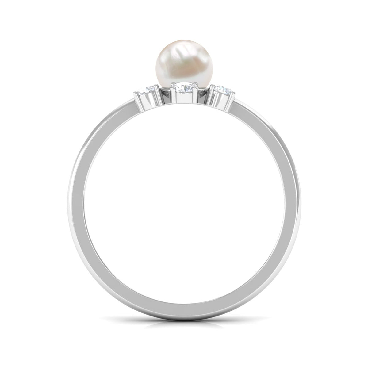 Cultured 2 Carat freshwater engagement ring with diamond from Rosec Jewels, featuring a sparkling center stone and elegant band.