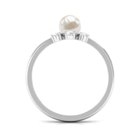 Cultured 2 Carat freshwater engagement ring with diamond from Rosec Jewels, featuring a sparkling center stone and elegant band.