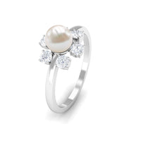 Cultured 2 Carat freshwater engagement ring with diamond from Rosec Jewels, featuring a sparkling central stone and elegant band.
