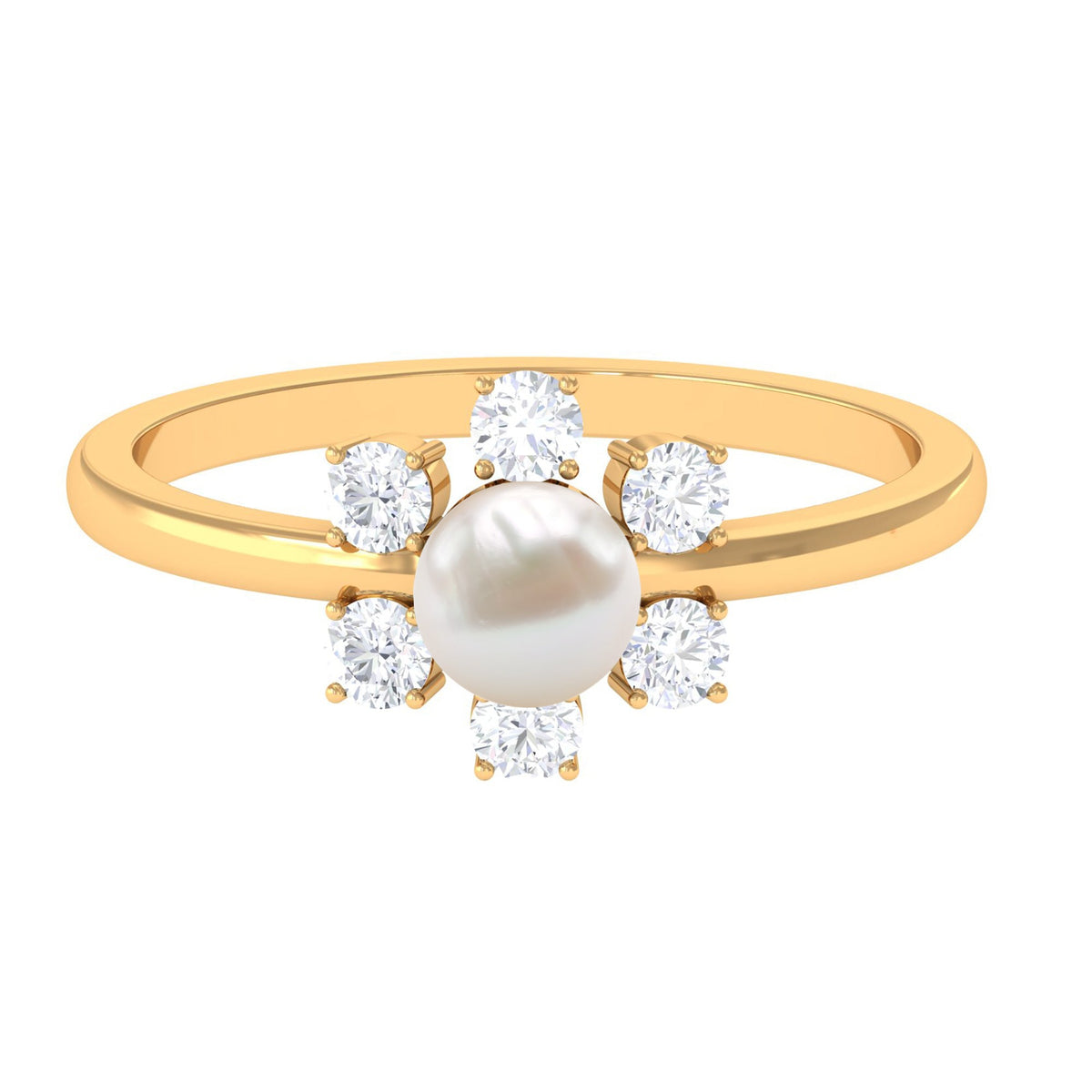 Cultured 2-carat freshwater engagement ring with a diamond, featuring a rose gold band from Rosec Jewels.