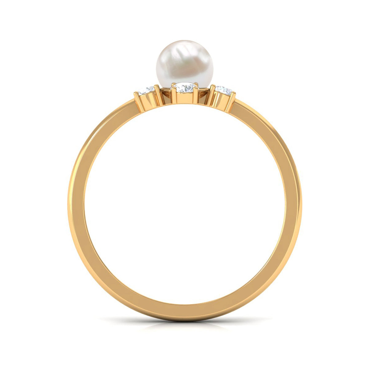 Cultured 2 Carat freshwater engagement ring with diamond, featuring a rose gold band and elegant design by Rosec Jewels.