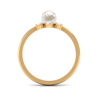 Cultured 2 Carat freshwater engagement ring with diamond, featuring a rose gold band and elegant design by Rosec Jewels.