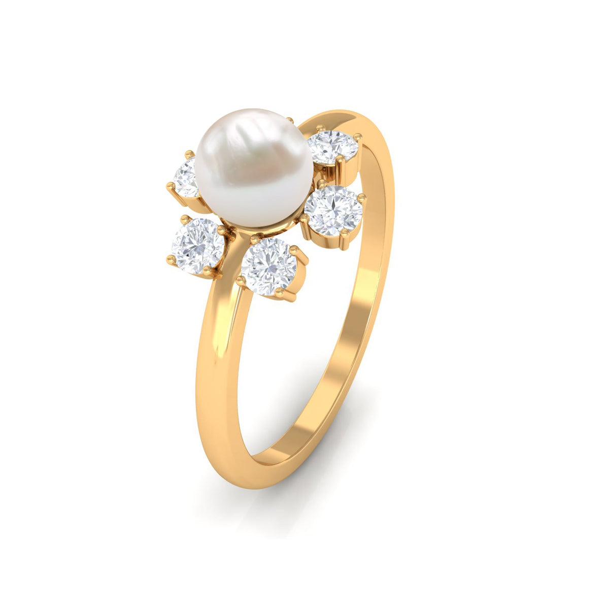 Cultured 2 Carat freshwater engagement ring with diamond from Rosec Jewels, featuring a sparkling band and elegant design.