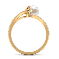 Natural 2 Carat freshwater pearl wrap engagement ring with diamond, featuring elegant design and fine craftsmanship from Rosec Jewels.