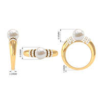 Rosec Jewels 7.48 Carat freshwater pearl solitaire engagement ring featuring a diamond with a sleek band and elegant design.